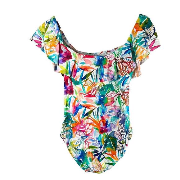 Lauren Ralph Lauren Off The Shoulder Tummy Control One Piece Swimsuit US 10 - Picture 2 of 9